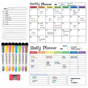 Magnetic Fridge Calendar - Daily, Weekly & Monthly Planner Whiteboard Set - Picture 1 of 5