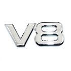 Sleek Silver Metal V8 Emblem Car Engine Logo Racing Sticker Racing Style