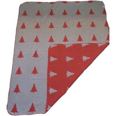 Reversible Christmas Tree Throw Blanket Red Gray 47x56 INUP Home Holiday Decor - Image 1 of 4