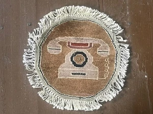 Alfombra con patrón de teléfono, 100% lana, diámetro: 35 cm, multicolor - Imagen 1 de 8