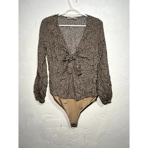 Abercrobie & Fitch leopard print bodysuit womens medium flowy boho chic trendy - Picture 1 of 8