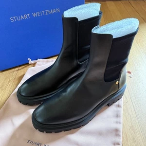 Bota de ciudad Stuart Weitzman Ultra Lug de cuero negra talla 11 nueva en caja - Imagen 1 de 10