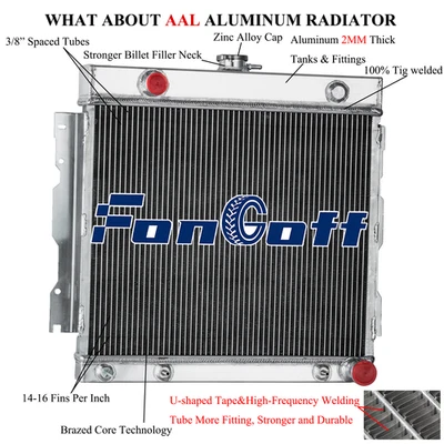 2-Row Radiator For 72-79 DODGE D100 W150 Ramcharger/ Plymouth PB100 PB200 5.9L - Image 1 of 4
