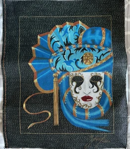 LEIGH DESIGN HANDPAINTED MARDI GRAD MASK- 18 COUNT MESH - Picture 1 of 4
