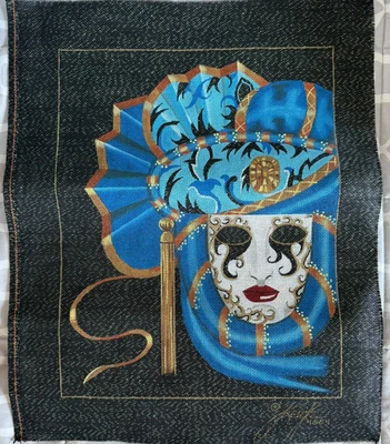 LEIGH DESIGN HANDPAINTED MARDI GRAD MASK- 18 COUNT MESH - Image 1 of 4