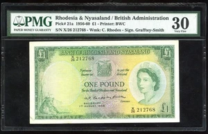 Rhodesia Nyasaland 1 Pound Elizabeth II 1 August 1958 PMG VF 30 Pick-21a - Picture 1 of 2