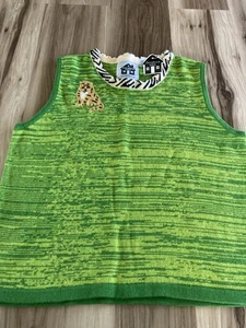 Storybook Knits Damen grün Tiermotiv Tiger Pullover Weste Large neu mit Etikett - Bild 1 von 6