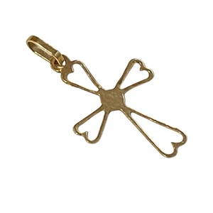 Dije colgante cruz corazones 14k vintage súper ligero - Imagen 1 de 4