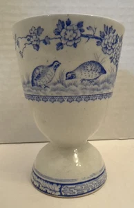 Antique One (1) Single Furnivals Ironstone Blue Quail Double Egg Cup 3 7/8" Tall - Picture 1 of 7