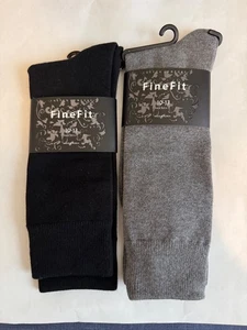 2PK Mens Fine Fit High Cotton Blend Crew Sock Set Black Heather Grey On Sale - Picture 1 of 2