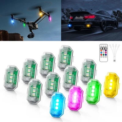 12 Pods RGB Wireless LED Strobe Lights Remote Control USB Charging for Car Bike - Image 1 of 4