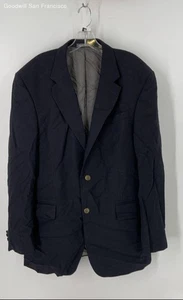 Oscar De La Renta Black Wool Long Sleeve Single Breasted Mens Blazer Size 44L - Picture 1 of 5