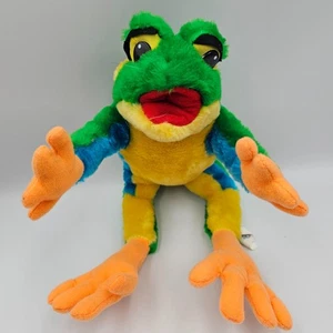 Nanco 1997 Colorful Frog Plush Vintage Stuffed Animal – Green Yellow Orange - Picture 1 of 14