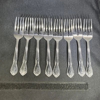 Oneida 批量/8 Chateau(243) 世界美国沙拉/糕点叉不锈钢餐具  — 第 1/4 张图片