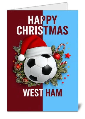 UK WIDE PRINT High Quality West Ham Fan Christmas Card - Football Themed Christmas Card