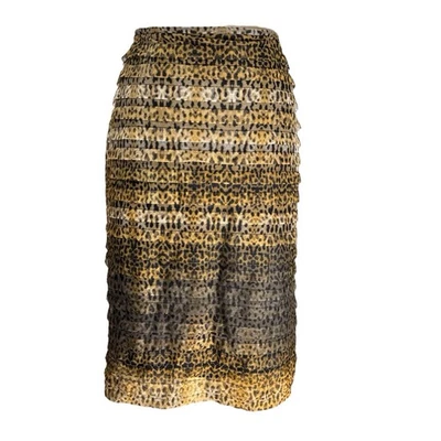 Falda Adrianna Papell Evening Essentials con volantes en capas talla 8 leopardo guepardo Foto 1 de 4