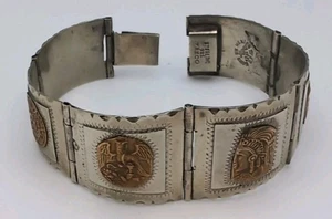 PULSERA PANEL PLATA ESTERLINA MAYA AZTECA MEXICANA TAXCO 925 VINTAGE FIRMADA JPR - Imagen 1 de 9