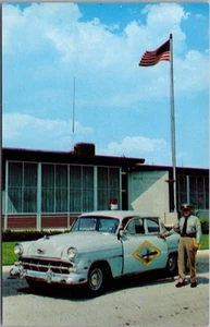 c1950s DELAWARE MEMORIAL BRIDGE Wilmington Postcard BRIDGE POLICE PATROL Cop Car - Picture 1 of 2