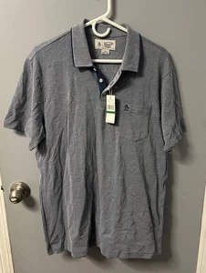Penguin Men’s Heritage Polo Shirt Slim Fit Size L Vintage Indigo with Pocket NWT - Picture 1 of 4