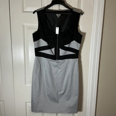 Worthington Black& Gray Colorblock Holiday Sheath Dress Business Casual Sz 14 - Image 1 of 4