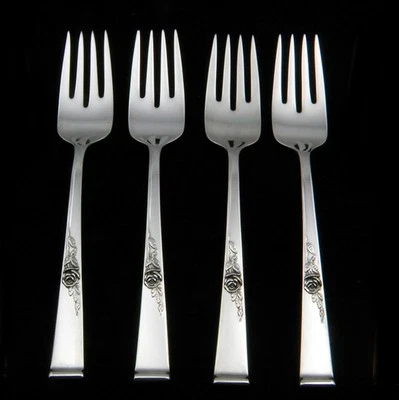 Tenedor clásico para ensaladas Reed & Barton rosa plata esterlina -4 piezas, SIN MONOGRAMAS Foto 1 de 4