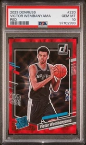 2023 Donruss Rated Rookie #220 Victor Wembanyama Red RC PSA 10 GEM Spurs - Picture 1 of 2