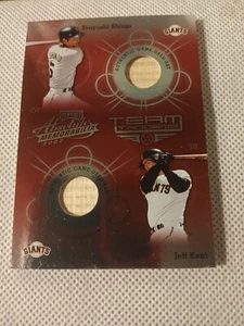 2002 JEFF KENT TSUYOSHI SHINJO ABSOLUTE DUAL BAT RELIC CARD #37 SF GIANTS JAPAN - Picture 1 of 2