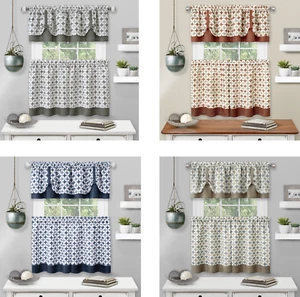 Kate Aurora Modern Geo 3 Pc Kitchen Curtain Tier & Valance Set - Assorted Colors - Picture 1 of 11