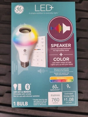 GE LED+Speaker Light Bulb Soft White + Color Dimmable A21 LED w/ Remote 760Lm - Image 1 of 4