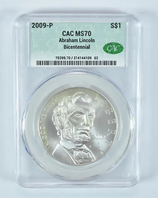 2009-P Abraham Lincoln Commemorative Silver Dollar MS70 CAC - Image 1 of 4