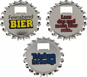 3 in 1 Flaschenöffner Bieröffner Untersetzer Bierdeckel mit Magnet »Kronkorken« - Bild 1 von 4