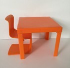 Vintage Barbie Dream House Orange Chair & Dining Table 1973 Doll Furniture 7825