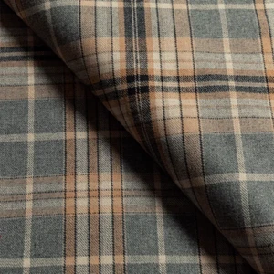 3.5 yds Kravet 36309.11 Charcoal Gray & Camel Wool Blend Plaid Upholstery Fabric - Picture 1 of 12