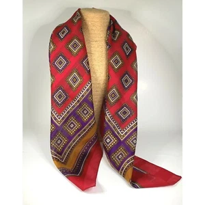 Womens Scarf Made Italy Old Money Preppy Academia Classic 30x30 Square - Picture 1 of 4
