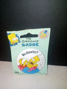 The Simpsons Bart Simpson Blowout A. GOES UK Button Pin Pinback Badge - Picture 1 of 3