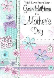 TARJETA DEL DÍA DE LA MADRE De Tus NIETOS - Diseño de Retazos Día de la Madre de Calidad - Imagen 1 de 3