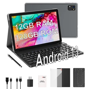 2025 New 10.1'' Tablet 12+128GB Android 13 4-core Dual Camera 7000mAh GMS 5GWiFi - Picture 1 of 31