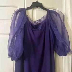 Miss Elliette Purple Maxi Dress with Puff Sleeves [Vintage] - Picture 1 of 3