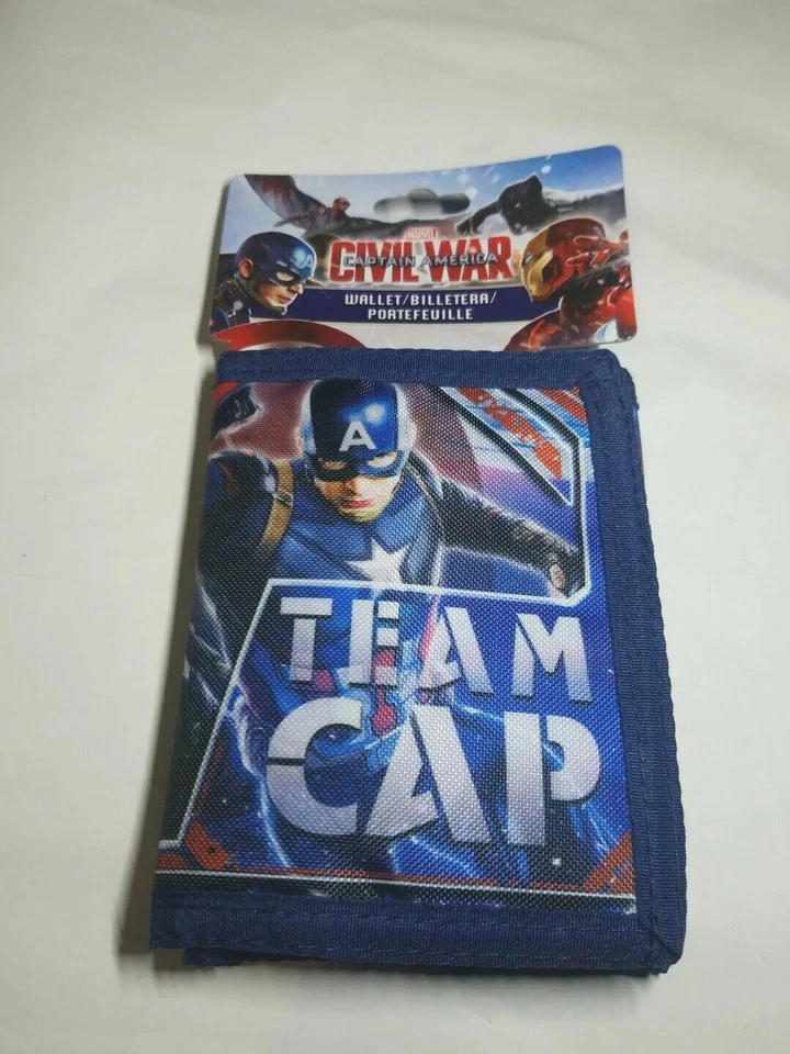 Marvel Civil War Team Captain America Boys Men Tri-Fold Hook Loop Wallet