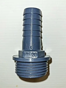 Grey PP Male 1" BSP x 20mm Barbed Hose Tail Fitting Pool Pond Water Pipe - Picture 1 of 1
