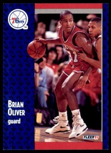 1991-92 Fleer Basketball Base Brian Oliver  EX Philadelphia 76ers #157 0825