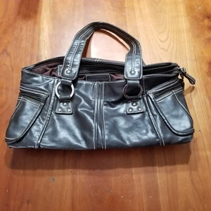 Worthington Black Leather Satchel Shoulder Bag Studded Buckle Handbag Purse Tote - Picture 1 of 5