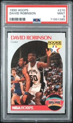 1990 Обручи 270 Дэвид Робинсон Свежесортные PSA КАК НОВЫЕ 9 СВЕЖИХ СЛЯБОВ - Изображение 1 из 2