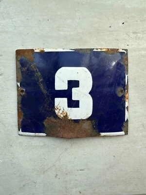 Número 3 Esmalte Vintage Números de Casa Hecho en Europa Habitación Hotel ENVÍO GRATUITO Foto 1 de 2
