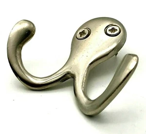 HAT & COAT HOOKS double robe hook satin nickel door hangers with screws (373) - Picture 1 of 8