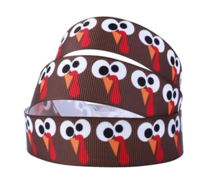 1.5 INCH Fall Turkey GROSGRAIN RIBBON Hair Bow Supplies 1230302 Thanksgiving - Picture 1 of 1