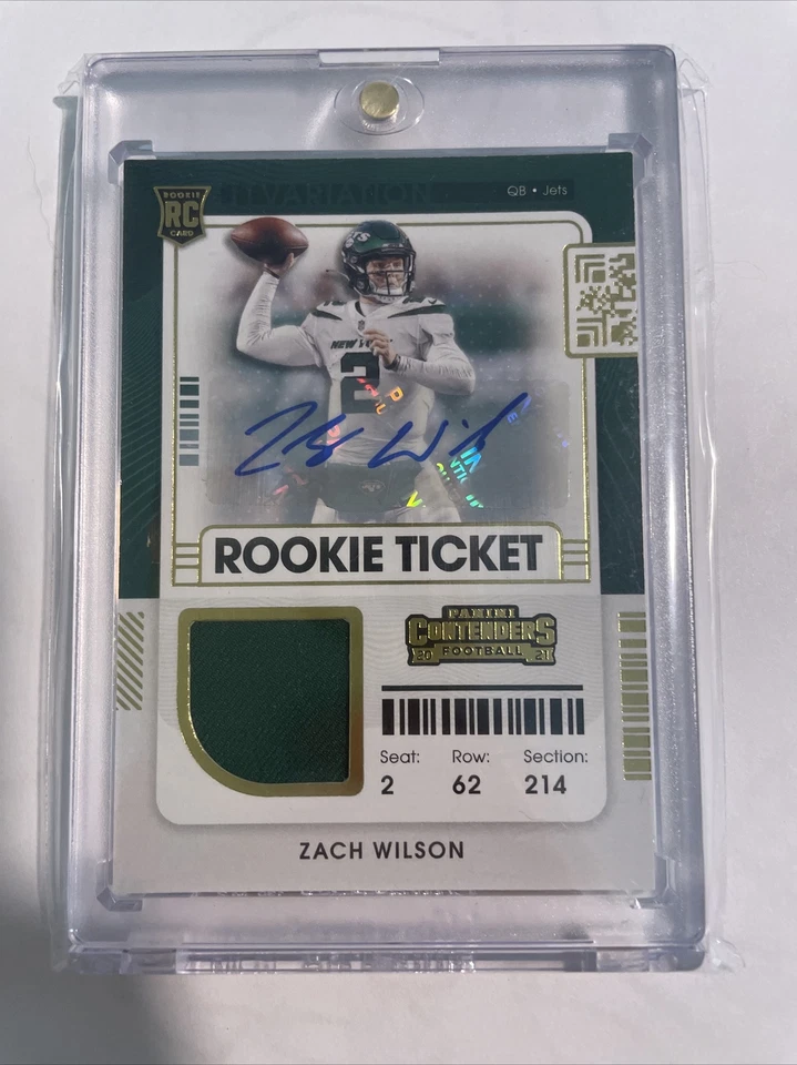 Zach Wilson 2021 Panini Contenders Rookie Ticket Auto Variation Patch RSV-ZWI RC - Image 1 of 4