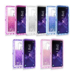 For Samsung Galaxy S9 /S9 plus Armor Shock Proof bling Glitter Liquid Case Cover - Picture 1 of 13