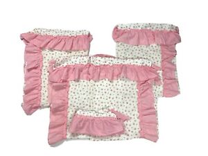 Rare Vintage Curtains Set 9 Pc Ruffle Drapes Country Shabby Chic Floral 70s Pink