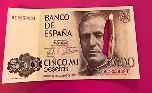 5000 PESETAS 1979 SERIE ESPECIAL 9C PRECIOSO ERROR IMPRESION SPAIN MUY RARA SC - Imagen 1 de 4
